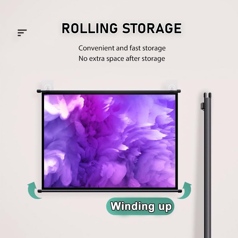 Schermo di Proiezione Pieghevole 4k HD Telo Proiettore Portatile 4:3/16:9, Senza Pieghe Schermo Videoproiettore per Home Cinema Cinema Esterno(60inch-16:9)