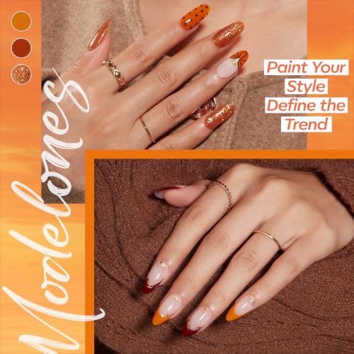 Image of modelones Gel Nail Polish Set Glitter 6 Colors Brown Maple Red Nail Polish