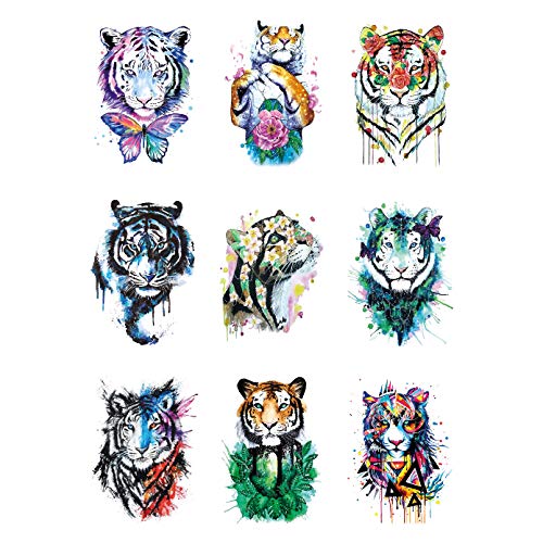 Tiger Pattern Fake Temporary Tattoo Stickers For Teen Adult Man Woman 9 Sheets #TOP8