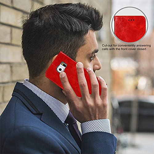 Zoeirc Case For Galaxy S6 Edge Case, Samsung S6 Edge Wallet Case, Pu Leather Wallet Flip Phone Case Cover With Card Slots For Samsung Galaxy S6 Edge (Red) #TOP6