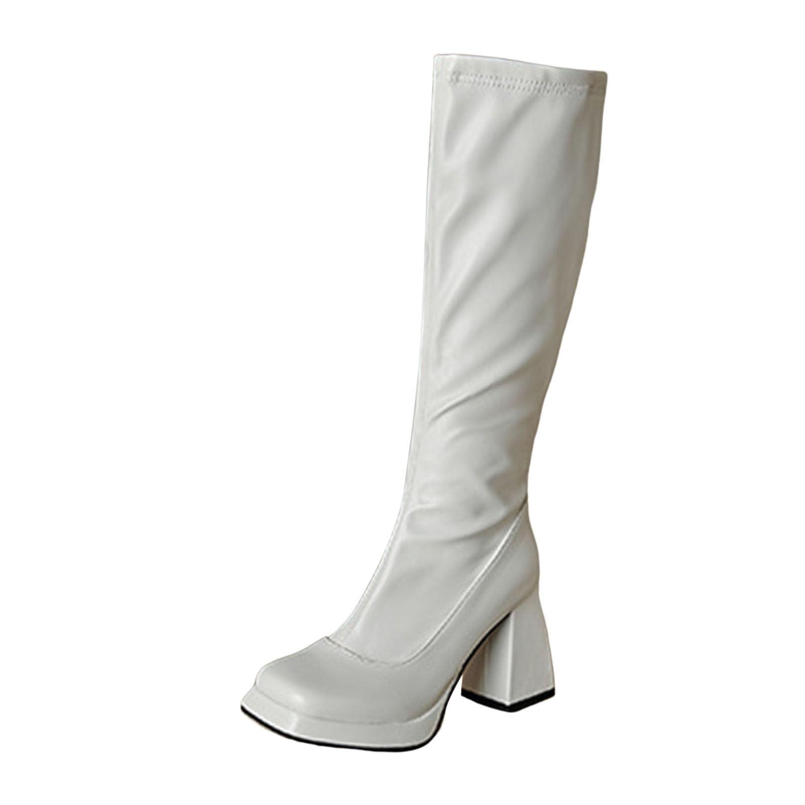 Generisch Botas Botas de piel con plataforma alta hasta la rodilla Botas gruesas de tacón alto con cremallera