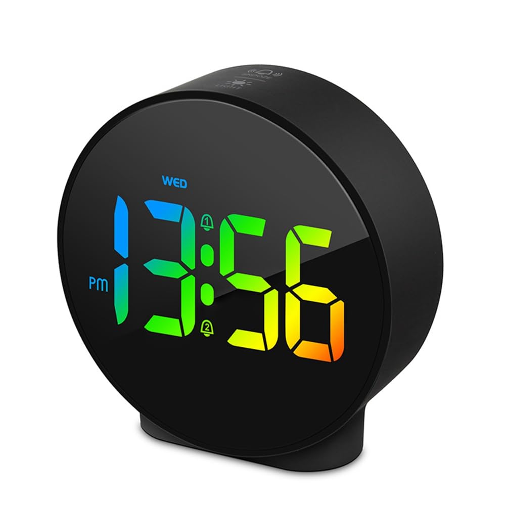 UDSKNV[KSL Digital Alarm Clock LED Desk Electronic Clock Dual Alarm 12/24H Snooze Week Display Bedside Clock Table Clock