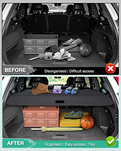 Image of Powerty Cargo Cover for 2016-2025 Volvo XC90 Accessories, Canvas Texture Trunk Cover Trunk Shielding Shade Retractable Privacy Cover for XC90