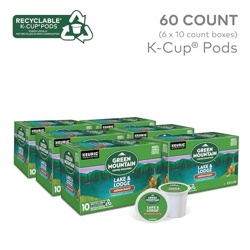 Image of Green Mountain Coffee Roasters Lake and Lodge Blend Keurig Single-Serve K-Cup pods, Dark Roast Coffee, 60 Count (6 Packs of 10)