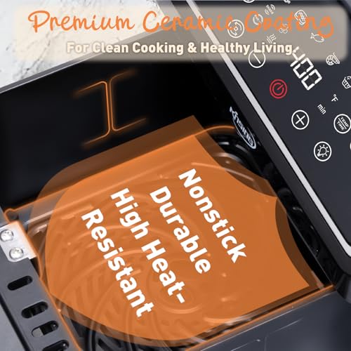 Image of 9.0 QT Air Fryer with Visible Window & Rotisserie Chicken Rack, Large Digital Touchscreen, Precise Temperature Control, Shake Reminder, Easy to Clean Family Air Fryer Oven