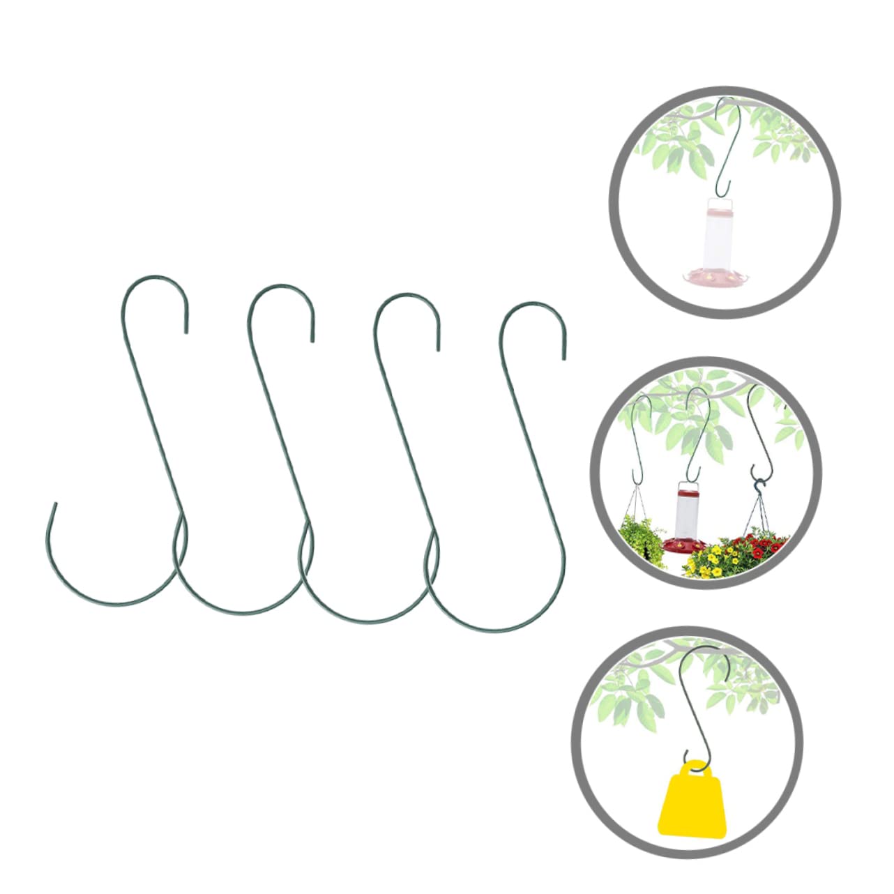 Yardwe 3 Set Gancio per Mangiatoia per Uccelli Appendiabiti Alimentatore Cinciallegra Gancio per Fioriera Sospesa da Giardino Sospeso S Ferro da Stiro Green 4 Pezzi * 3
