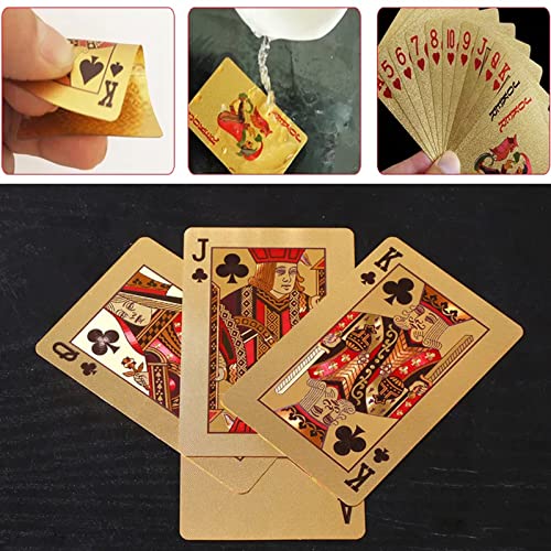 Wasserdichte Spielkarten,Coole Plastikspielkarten,Pokerkarten Wasserfest,Pokerkarten,Spielkarten Plastik,Spielkarten Spiele Kinder & Erwachsene Familienparty Spiel Playing Cards,Gold (1 Stück ) – Bild 3