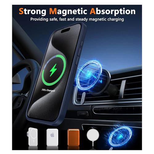 Image of iPhone 15 pro Magsafe Hard Back Case | Matte Design & 360 Protection | Military-Grade Apple iPhone 15 pro Cover | Strong Magnet Back - Blue