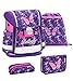 Produktbild Belmil Schulranzen Set 4 - teilig ergonomischer Schulranzen Mädchen 1. klasse 2. klasse 3. klasse - Super Leicht 850-940 g/Grundschule/Schmetterling lila,rosa (403-13 Butterfly)