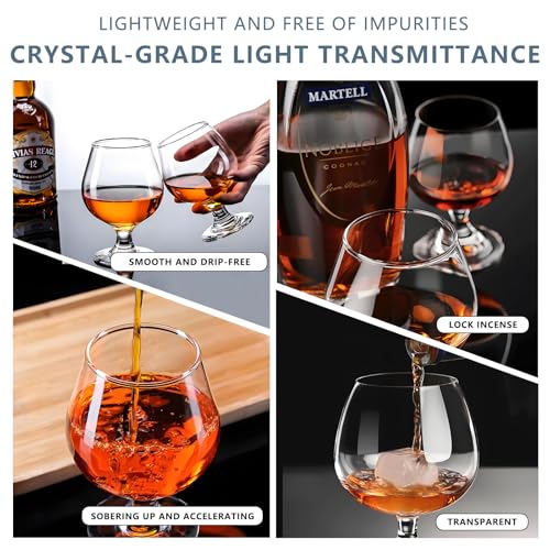 Image of Brandy Glasses Set of 6, Crystal Cognac Glasses, Snifter Glass, Bourbon Tasting Glasses, Old Fashioned Glass, Port Glasses, Whiskey Glasses For Wine, Bourbon, Cognac, Brandy, Scotch