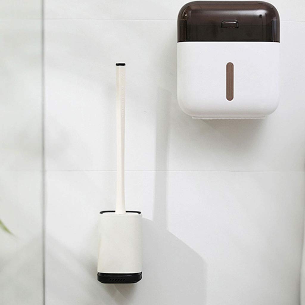 HASMI Escobillas de Baño Cepillos De Inodoro Vertical Y De Pared, Cepillos De Inodoro De Mango Largo, Cepillos De Baño Modernos De Diseño Minimalista (Blanco) Escobilla WC