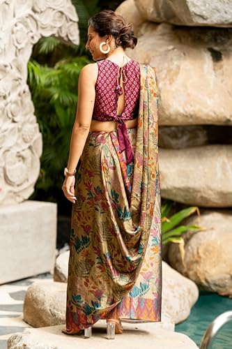 Image of MIRCHI FASHION Saree for Woman Chiffon Floral Printed | Breathable Lightweight Summer Sari for Office and Home Use with Blouse Piece (Available in 20 Colors)