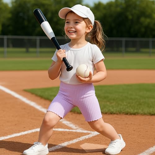 SOBOWO 3 Pack Toddler Girl Shorts Ribbed Girl Bike Shorts Solid Ruffle Summer Pull On Dance Athletic Under Dress Pants 18M-5T2