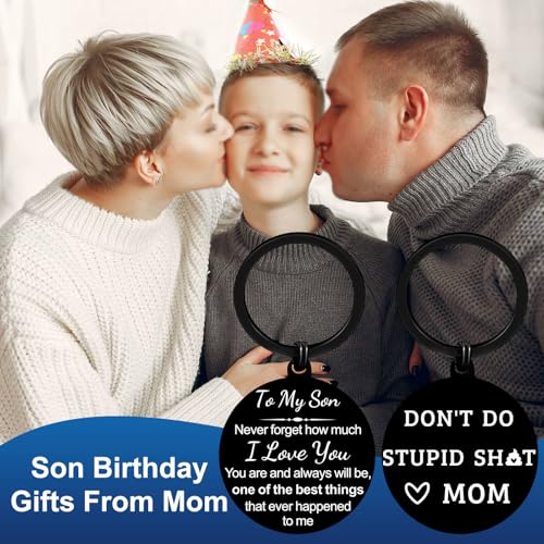 YYQX Son Gifts from Mom to Son keychain Teen Adult Sons Birthday Graduation Christmas Valentines Gifts (Never - From Mom) - image 2