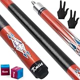 Kmise Pool-Stick-Set, 5 Stück, 147,3 cm, 595,3 g, kanadischer Ahorn, Billardqueue, professioneller Billardqueue für Bar, Haus, Pool, Tisch, Sport, Orange