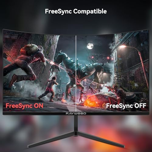 Image of Raywego 24 Inch Curved Gaming Monitor, 200Hz /180Hz, FHD 1080P Computer Monitor, 1ms MPRT, 4000:1 Contrast Ratio, FreeSync, Eye-Care, HDMI, DP, VESA Mount Compatible