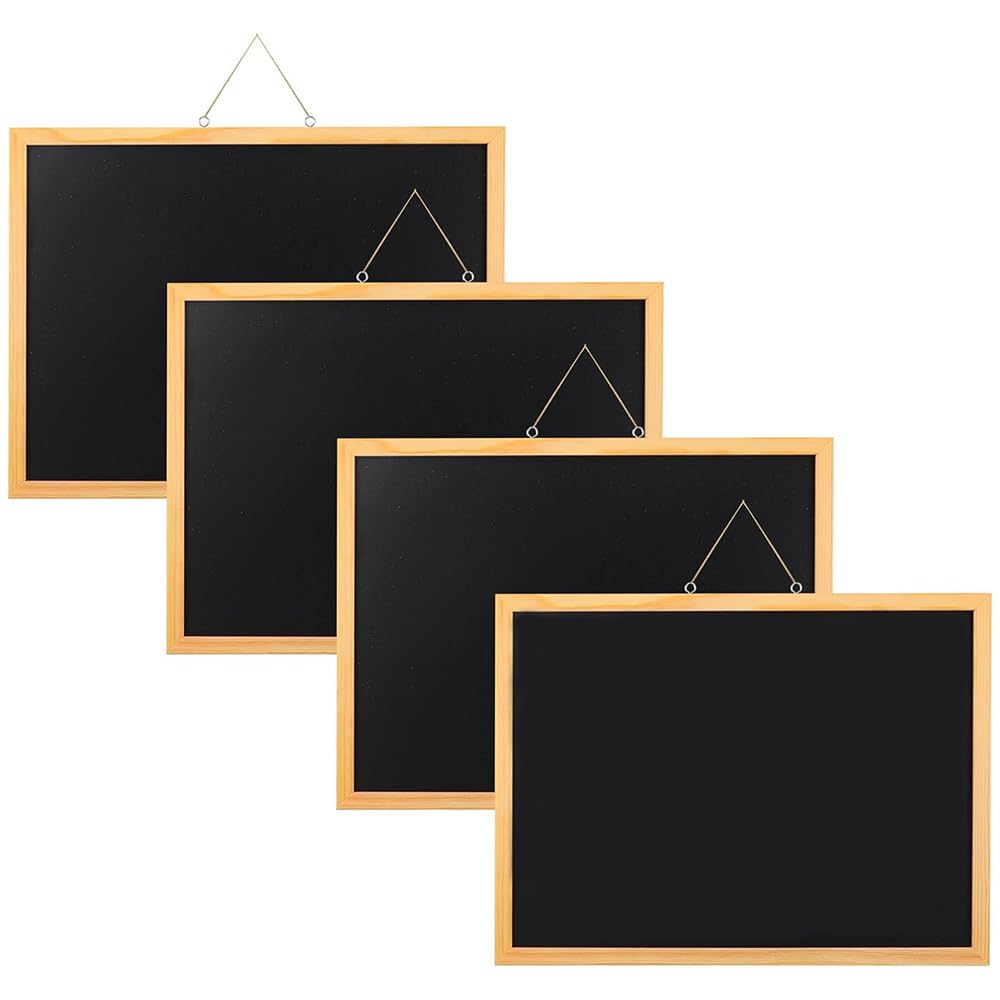 Lot de 4 tableau noir 30 x 40 cm, tableau craie Effaçable, ardoise craie pour Restaurant, Planche en bois pour Café Mariage Décoration Messages