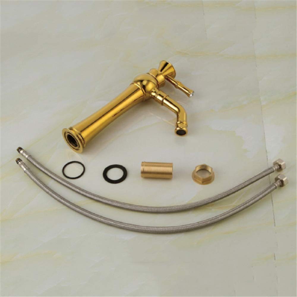 Grifo De Baño Latón Cromado, Monomando For Lavabo Sobre Encimera Con Caño Alto Y Cartucho Cerámico, Mezclador Agua Fría Caliente