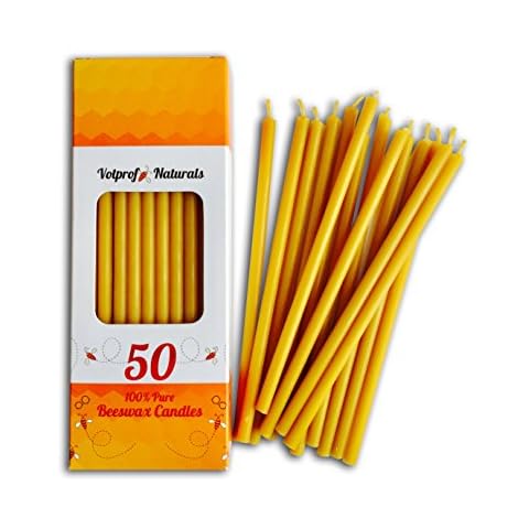 Natural Beeswax Taper Candles with Honey Scent Cover