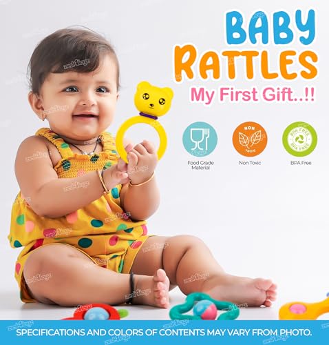 Image of Zest 4 Toyz Rattle for Baby 0-6 Months New Born Baby Rattle Toy for Baby Early Development Toys for Kids Toy Return Gifts for Kids - Pack of 7