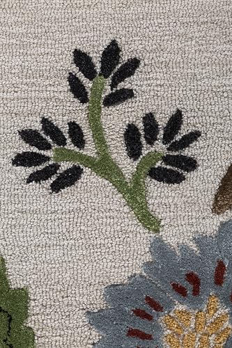 Image of Jaipur Rugs Soft Hand Tufted Floral 6 x 6 Feet Rug| Ivory Handmade Wool & Viscose Carpet for Living Room, Bedroom & Home