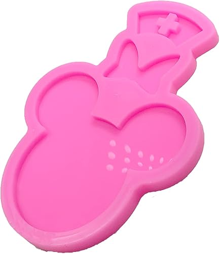 Miniatura 4 de Cabeza de ratón brillante brillante con lazo para enfermera, diseño de médico, moldes de silicona para manualidades, llavero, molde de arcilla,