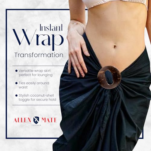 ALLEN & MATE 100% COTTON Sarong for Women – Pareo Wrap 78"x38" with Coconut Buckle – Lightweight Beach Cover Up, Bikini Skirt3