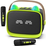 Machine de Karaoke Enfant avec 2 Microphones sans Fil Bluetooth, Haut Parleur de Karaoké Portable Enfants/Adultes pour Chanter, Anniversaire/Fêtes/NoëlCadeau Garçon Fille 3 16 Ans