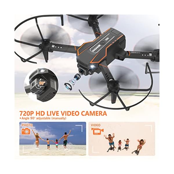 Drohne mit Kamera HD 720P für Kinder, RC Drone Quadcopter mit FPV WiFi Übertragung, Kopflos Modus, 3D Flip, Höhenhaltung, Flugbahn, Spielzeug und Geschenke für Jungen Mädchen Anfänger – Bild 3