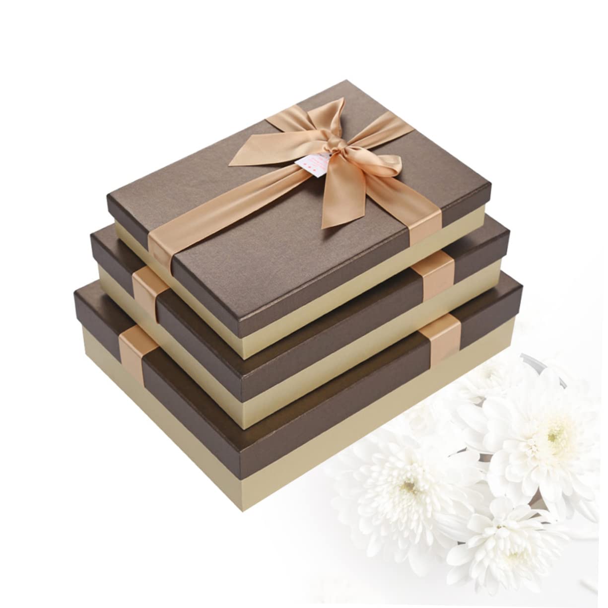 SOLUSTRE 3stücke Rechteckige Geschenkboxen Aus Pappe Für Kleidung Schals Und Shirts Mit Goldener Basis Und Kaffee-lid Für Geburtstagsgeschenke s