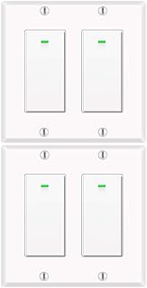 Alexa Light Switch, Double Smart WiFi Light Switches, Smart Switch 2 Gang Compatible with Alexa and Google Home, Neutral Wire Needed, with Remote Control, Timing Schedule, No hub Required 4 Pack