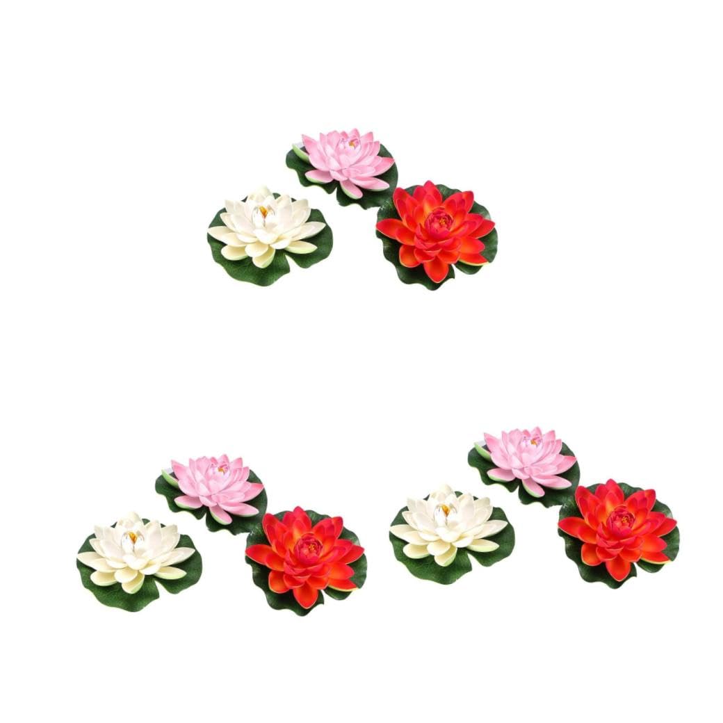Cabilock 9piezas Flores De Lirio Flotantes Artificiales Decoración De Acuario Diseño Natural y Material PU para Tanques De Peces y Estanques
