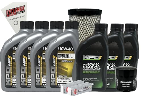 Cyclemax Semi Synthetic Full Service Kit compatible with 2020-2023 Kawasaki Teryx KRX 1000 with Air Filter Spark Plugs and Gear Oil