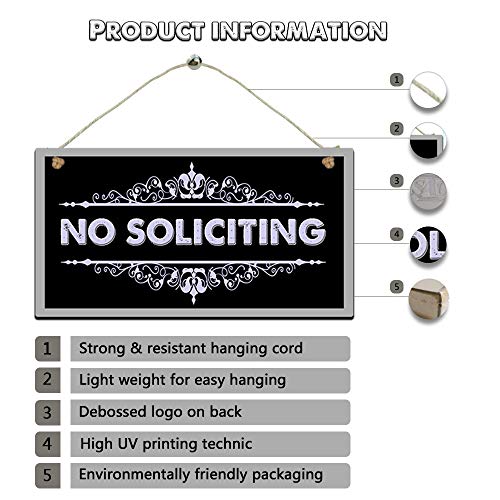 Printed Wood Plaque Sign Wall Hanging No Soliciting Sign Do Not Disturb Wall Art Signs Size 11.5" X 6" #TOP5