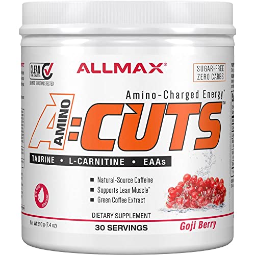 ALLMAX Nutrition AMINOCUTS (ACUTS), Amino-Charged Energy Drink with Taurine, L-Carnitine, Green Coffee Bean Extract, Goji Berry, 30 Servings