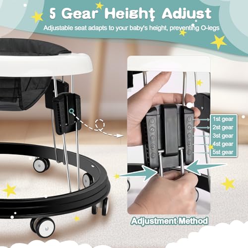 image for XZV Baby Walker with Wheels 3 in 1 Foldable Activity Center with Mute 