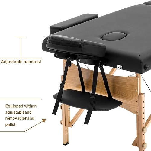 Miniatura 4 de Mesa de masaje profesional portátil altura ajustable 2 cama de masaje plegable con funda de transporte, cama de spa de belleza, cuna de salón facial