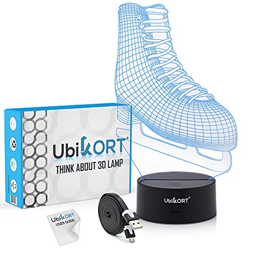 UBIKORT Ice Skating 3D Illusion Night LAMP for Girl Teen Room Birthday Present for Sport Fans, Ideal for Night Light Bedroom Desk Decor â€“ Perfect Gift Idea [New Generation]