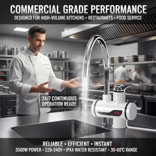 Image of Drumstone Instant LED Electric Tap Water Heater - Compact Hot Water Geyser for Kitchen, Bathroom, Salon, Office, Clinics, Restaurants with Digital Display