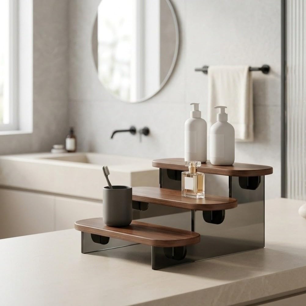 per scaffale Bagno 3 Livelli in MDF Nero 30cm per scaffale(black)