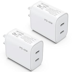 2Pack 40W USB C Charger Block, iGENJUN Dual USB-C Port Power Adapter - Phone Charger with Fast Charging Capability, Type C Wall Charger for iPhone 17/17 Pro Max/16/15, Galaxy, iPad, Tablet - White