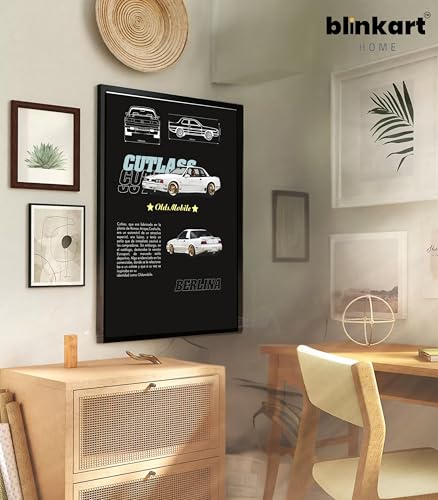 Image of BLINKART Nissan Skyline GT-R (R32) CarFramed Posters Gift Items Boys Room Wall Decoration Bedroom Office Studio Synthetic Wood Frame & Acrylic Glass Ready to Hang - 18x12 Inch, (A4 Size) - CAR-007