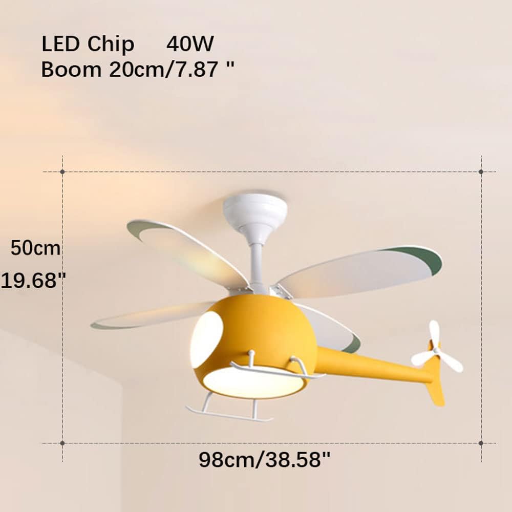 AANAN Chandeliers,Inverter Ceiling Fan with Light,Dimming Remote Control,Helicopter Chandelier,Led Ceiling Light Fan,6-Speed Adjustment,Remote Control Timing/Yellow