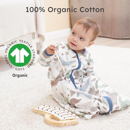 Image of Yoofoss Baby Sleep Sack 12-18 Months Long Sleeve Wearable Blanket Baby 100% Cotton 2-Way Zipper 0.5 Tog Toddler Sleeping Sack, Lightweight(Large)