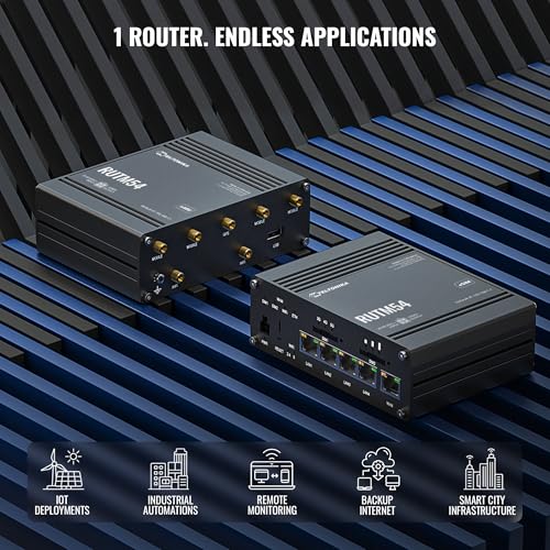 Image of Teltonika RUTM54 5G Router | Dual SIM & eSIM, Industrial Cellular Gateway with Auto Failover, Load Balancing, 5X Gigabit Ethernet, Secure VPN Router for Business & Remote Connectivity