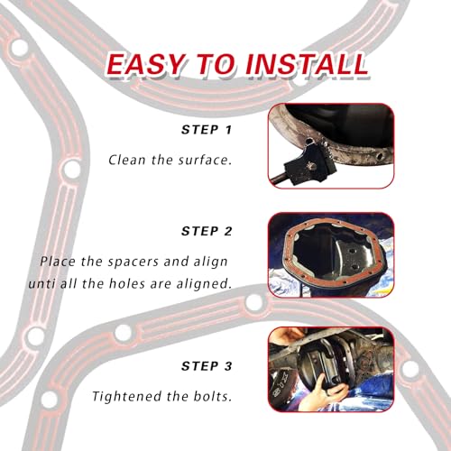 Image of Differential Cover Gasket, LLR-D044 High Temperature Resistant Transmission Gaskets, Perfect Fit Leak-proof Gaskets Replacement, Compatible with Jeep Ford GMC Axle Dana 60 50 70 (Red)