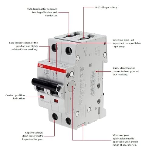 Abb S202M-C6 S200M Mcb 230V 2 Pole 6A C Curve #TOP1
