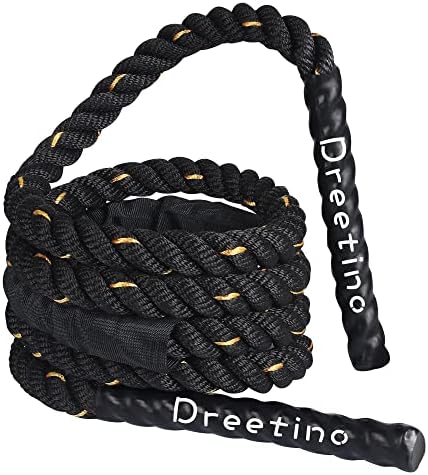 DREETINO 2LB Weighted Jump Rope Adult for Fitness Men and Women Heavy jump Ropes Whole Body Muscle Exercise to Improve Strength Endurance Training Sports jumping rope Outdoor Concrete use Weight Loss Skipping Rope