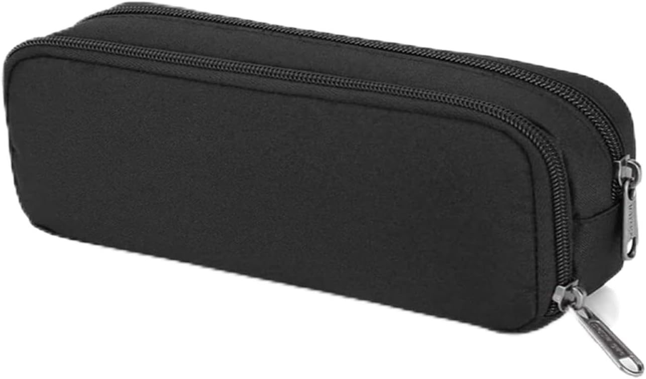 HattusaShield 1 PCS Zipper Black Pencil Case, Large Pencil Cases Durable Shell Zip Compartment Case Holder, Multifunctional PencilCase Bag for School Office Stationary Supplies Storage PencilCase Bag