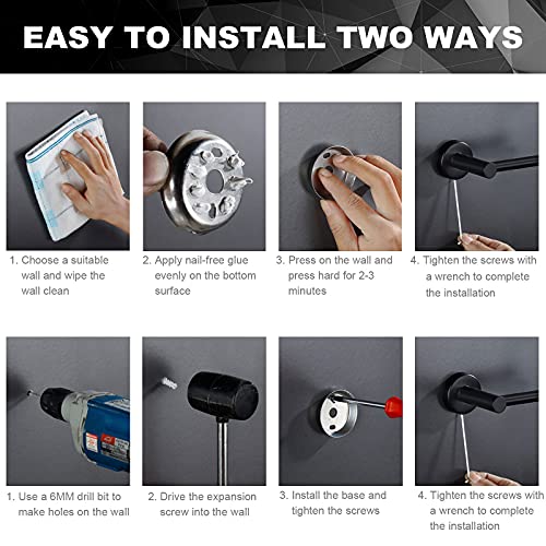 Toilet Roll Holders and Towel Ring Wall Mounted, AYIYUN Chrome Bathroom Accessories Toilet Paper Holder, Silver Stainless Steel Bath Towel Ring Bar Hardware Kit (2 Pieces) - Image 6